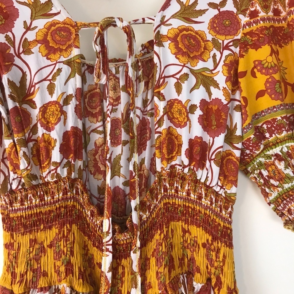 Boho Square neck floral retro summer dress Small - Picture 7 of 12